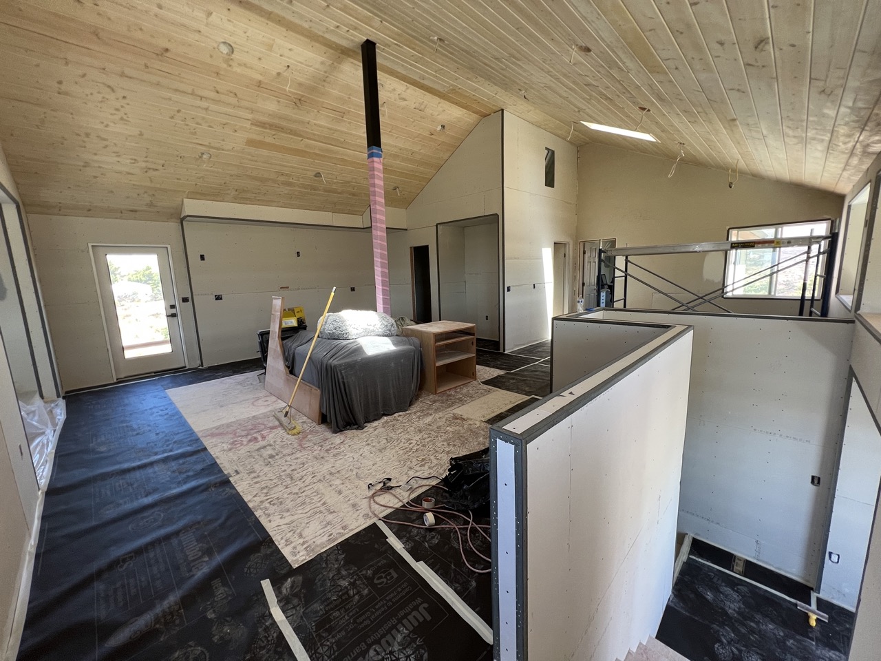 Drywall installation on a residential project